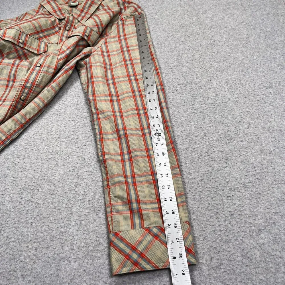 Stio Shirt Mens 2XL Hayden Orange Plaid Flannel Western Pearl Snap Long Sleeve - Picture 5 of 12